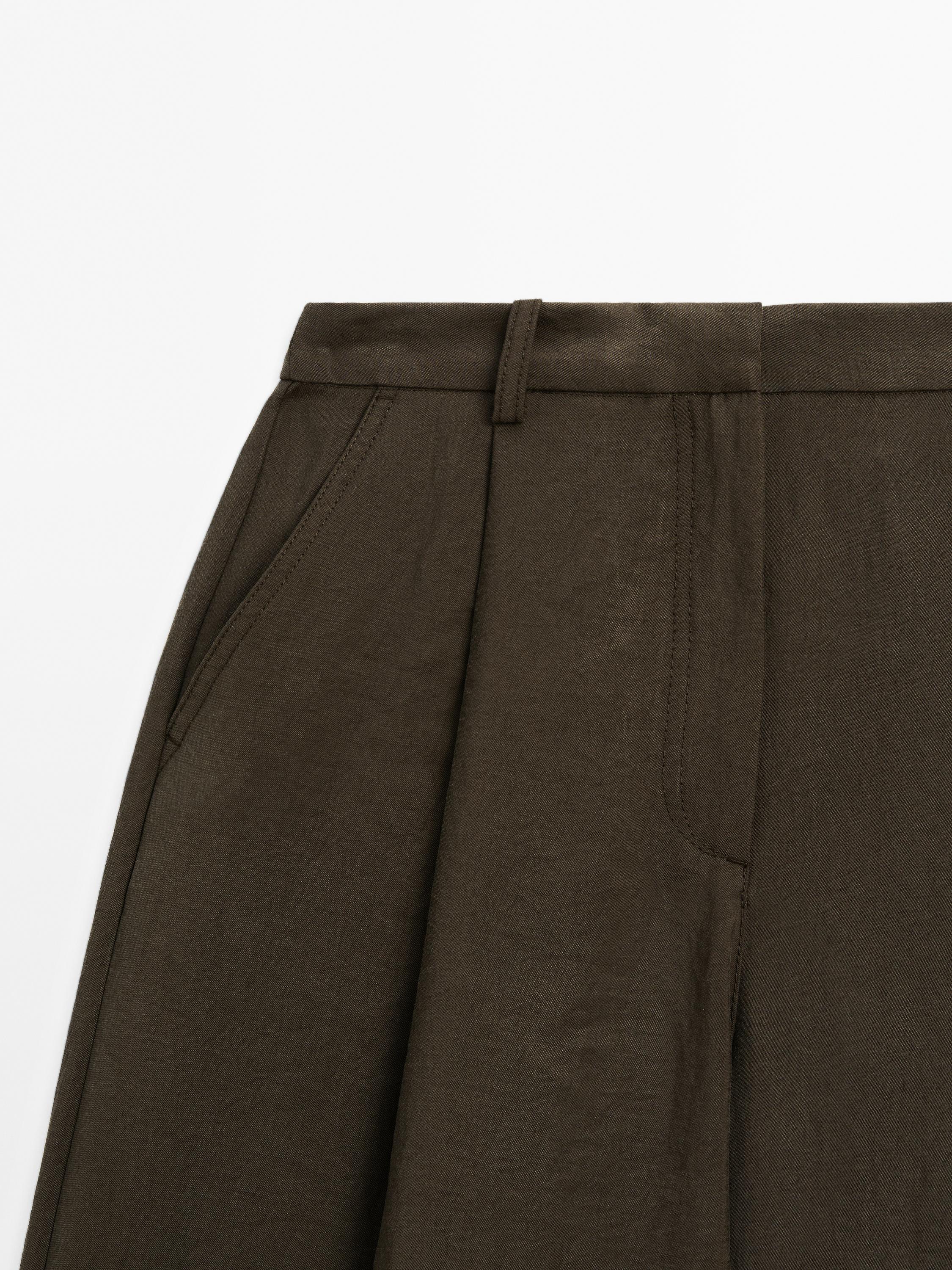 Pantalon cropped large à pinces